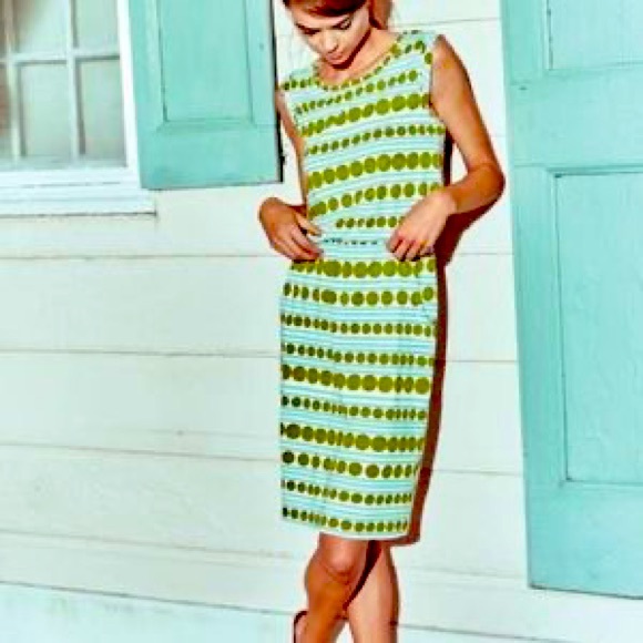 Boden Dresses & Skirts - Boden blackberry dress green stripes polka dots size 10R